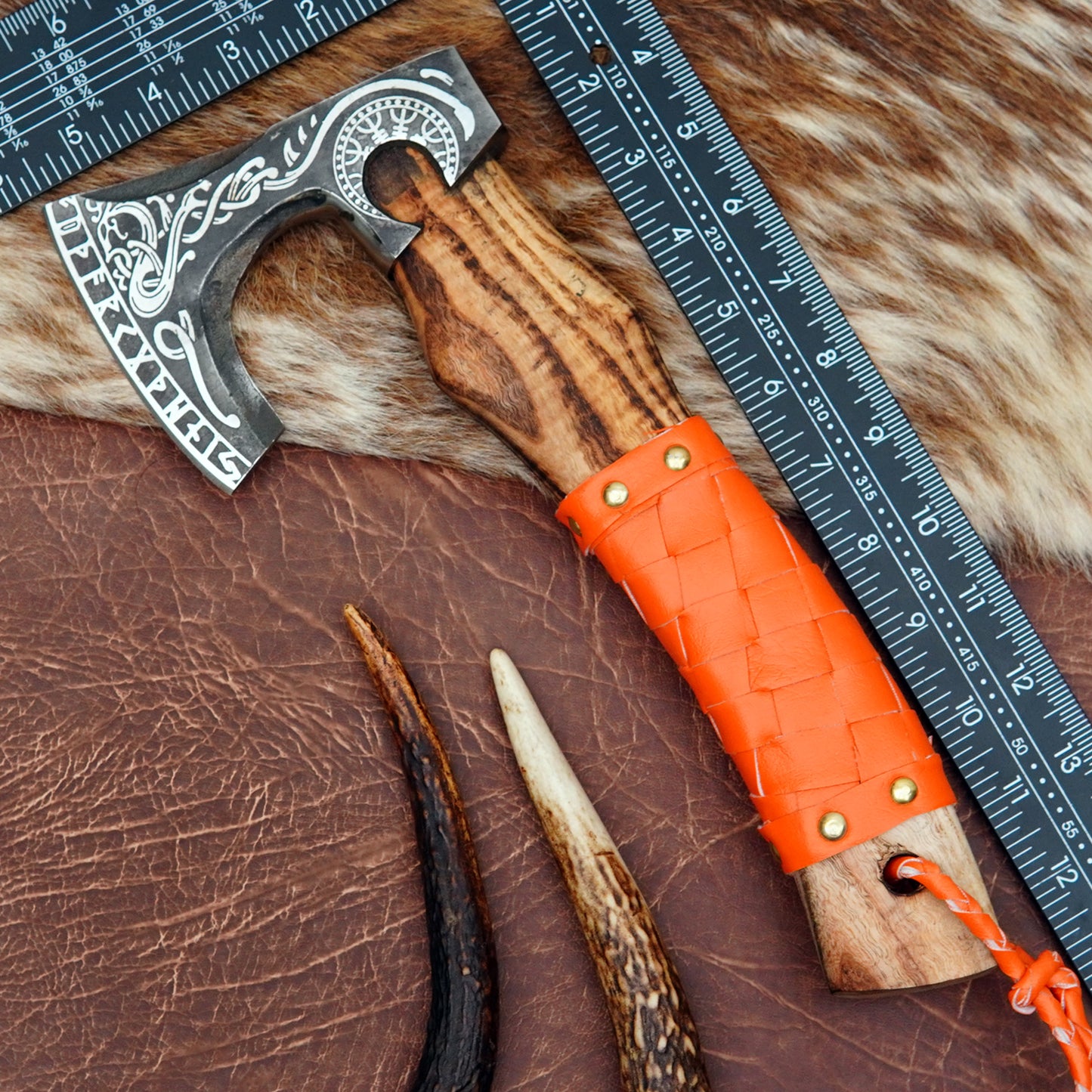 Carbon Steel Outdoor Axe 13” – Custom Camping Axe, Viking Axe, Nordic Axe KHAXE08