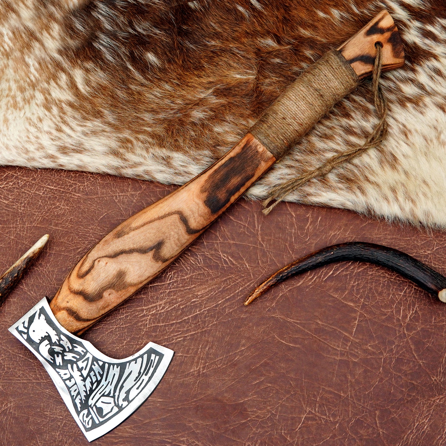 Carbon Steel Outdoor Axe 22” – Custom Camping Axe, Viking Axe, Nordic Axe KHAXE09