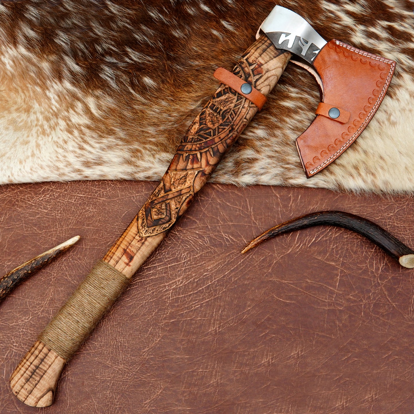 Carbon Steel Outdoor Axe 24” – Custom Camping Axe, Viking Axe, Nordic Axe KHAXE10