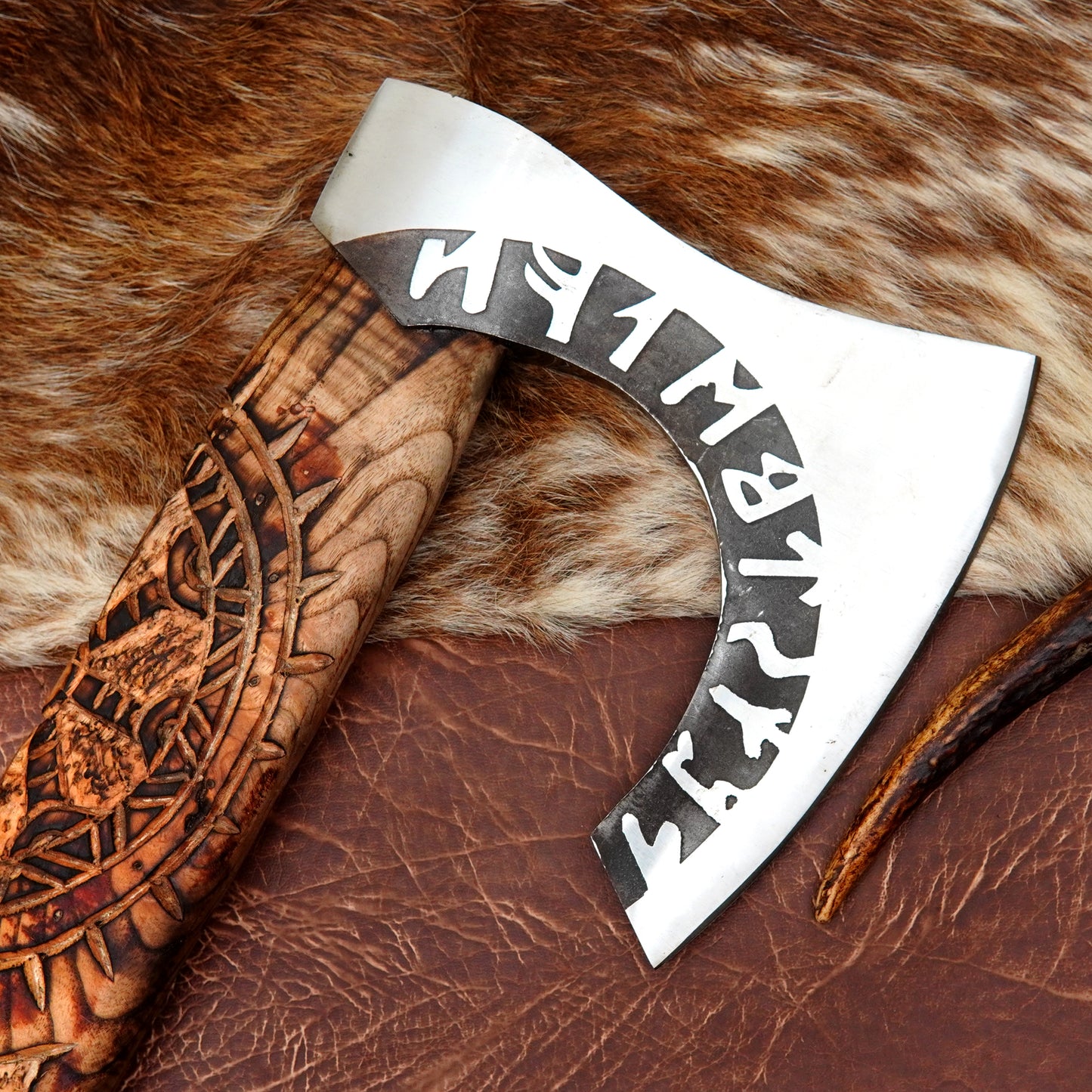 Carbon Steel Outdoor Axe 24” – Custom Camping Axe, Viking Axe, Nordic Axe KHAXE10