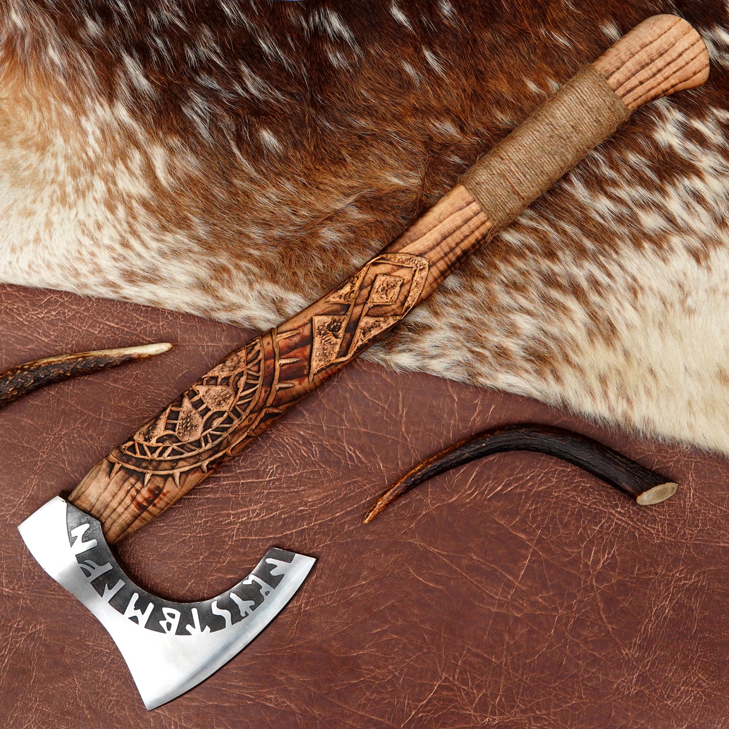 Carbon Steel Outdoor Axe 24” – Custom Camping Axe, Viking Axe, Nordic Axe KHAXE10