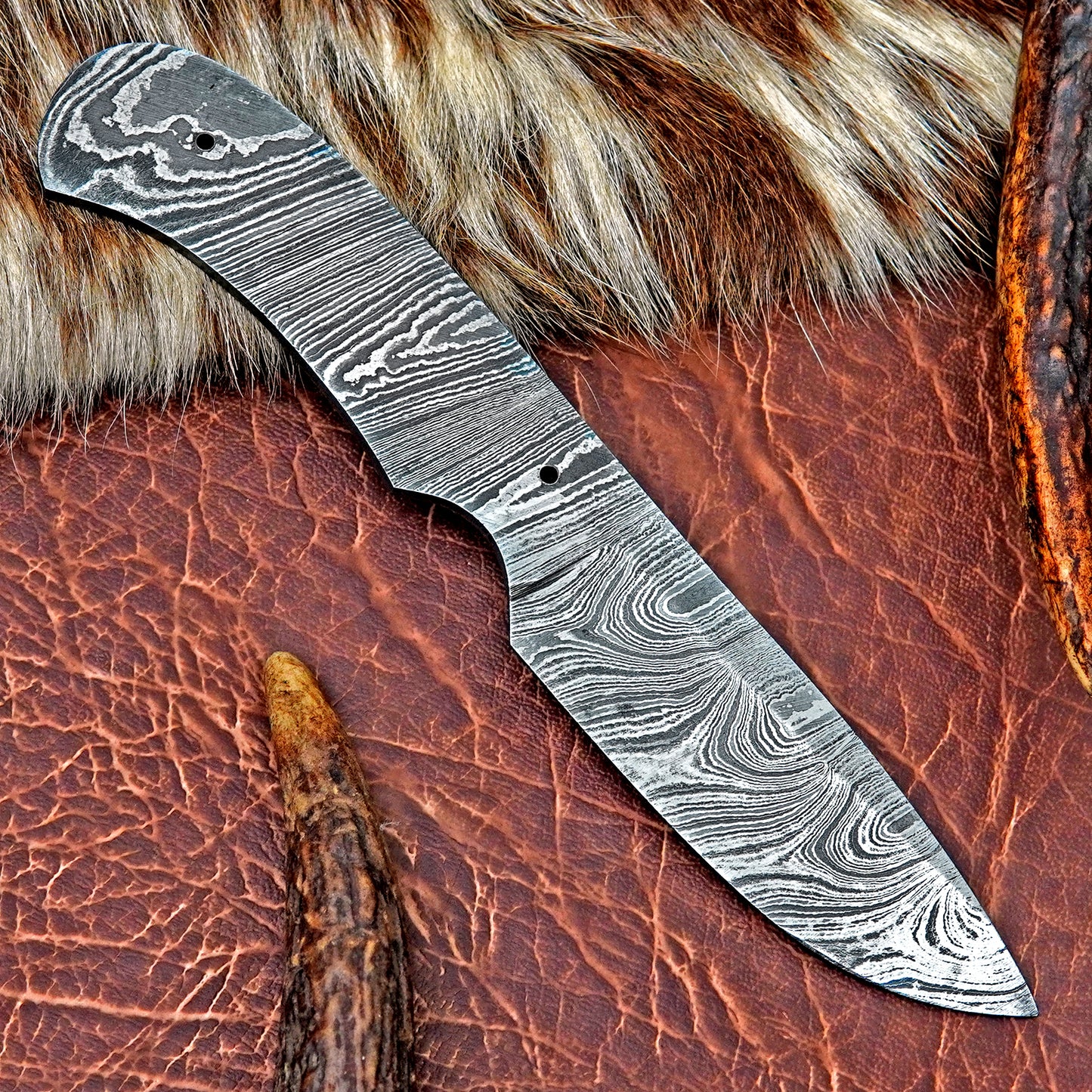 Damascus Steel Skinner Knife Blank 7” – Hand Forged Full Tang Blade NABB03