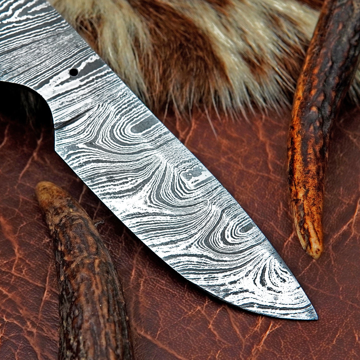 Damascus Steel Skinner Knife Blank 7” – Hand Forged Full Tang Blade NABB03