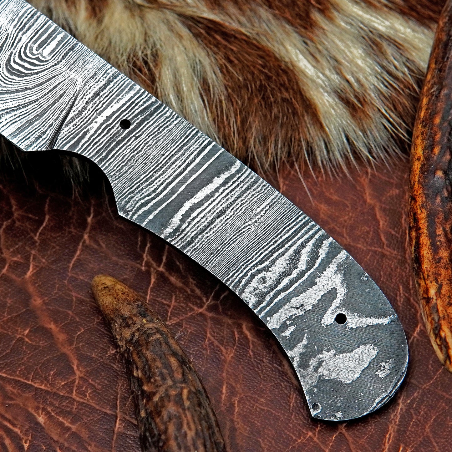 Damascus Steel Skinner Knife Blank 7” – Hand Forged Full Tang Blade NABB03