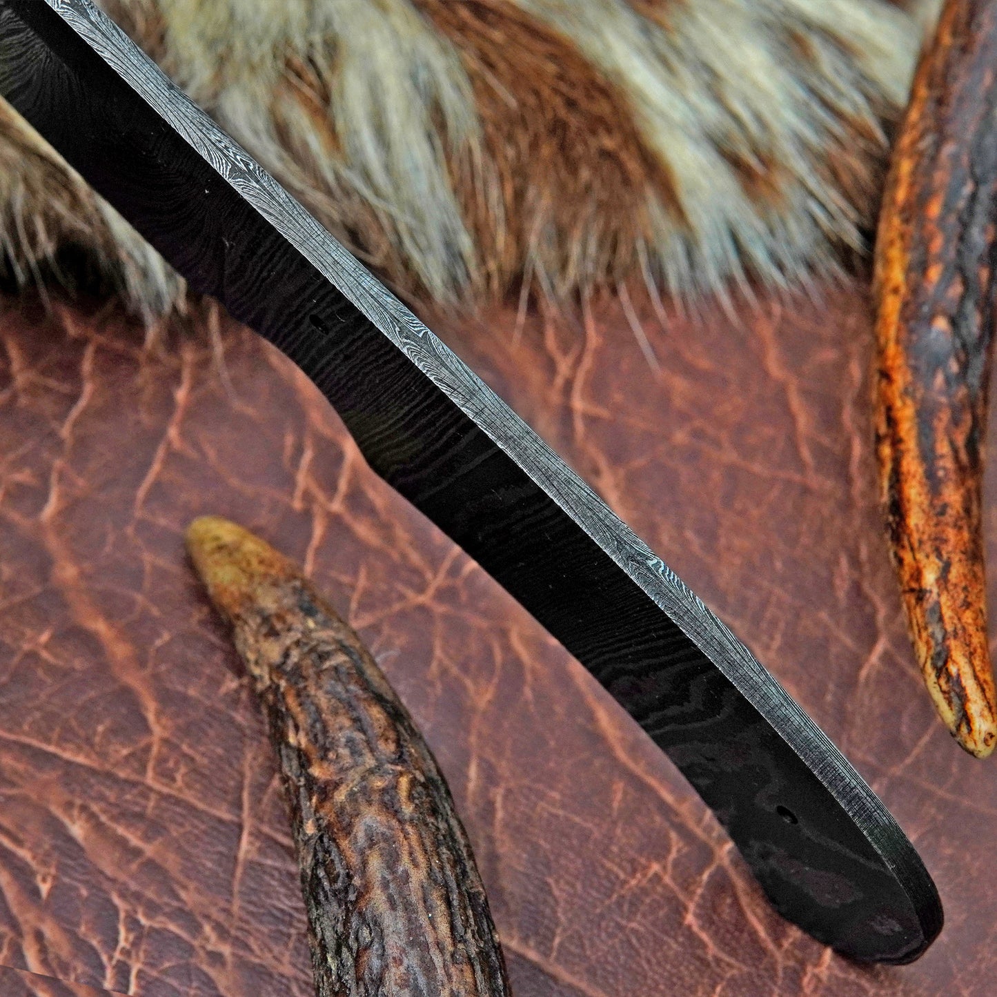 Damascus Steel Skinner Knife Blank 7” – Hand Forged Full Tang Blade NABB03