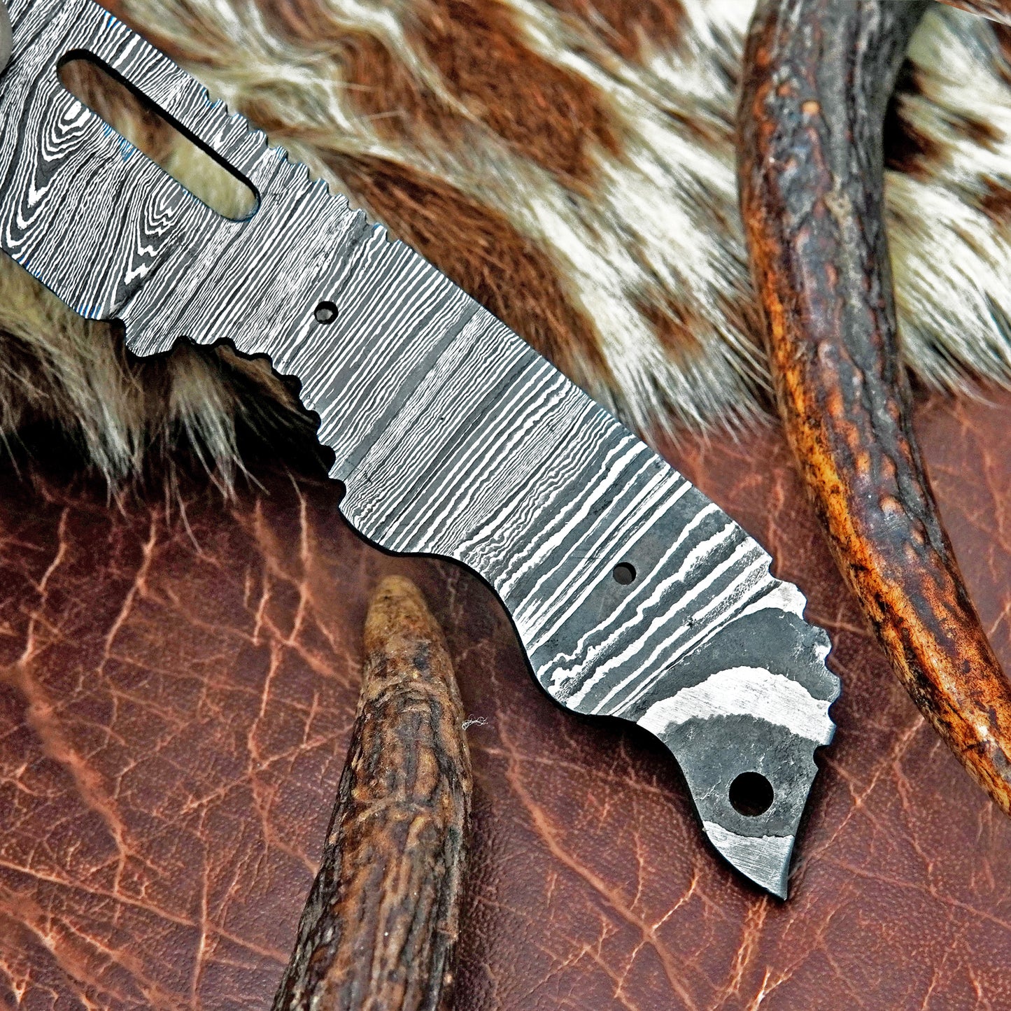 Damascus Steel Skinner Knife Blank 6.5” – Hand Forged Full Tang Blade NABB01