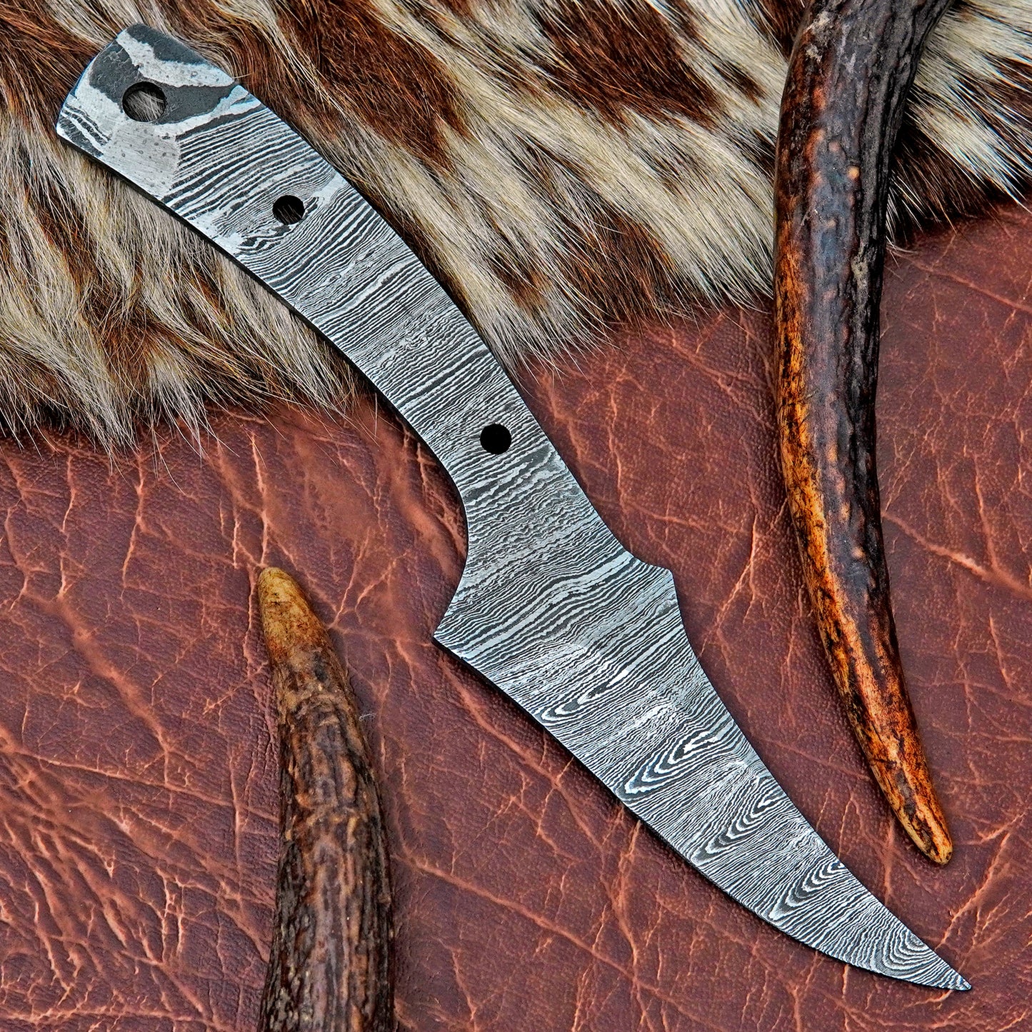 Damascus Steel Skinner Knife Blank 8” – Hand Forged Full Tang Blade NABB02