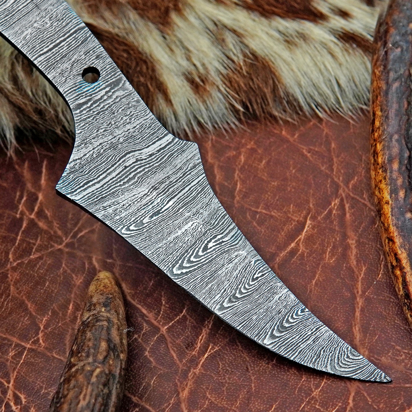 Damascus Steel Skinner Knife Blank 8” – Hand Forged Full Tang Blade NABB02