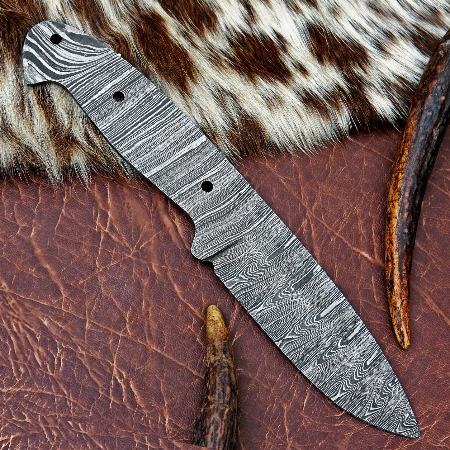 Damascus Steel Hunting Knife Blank 9.5” – Hand Forged Full Tang Blade NABB05