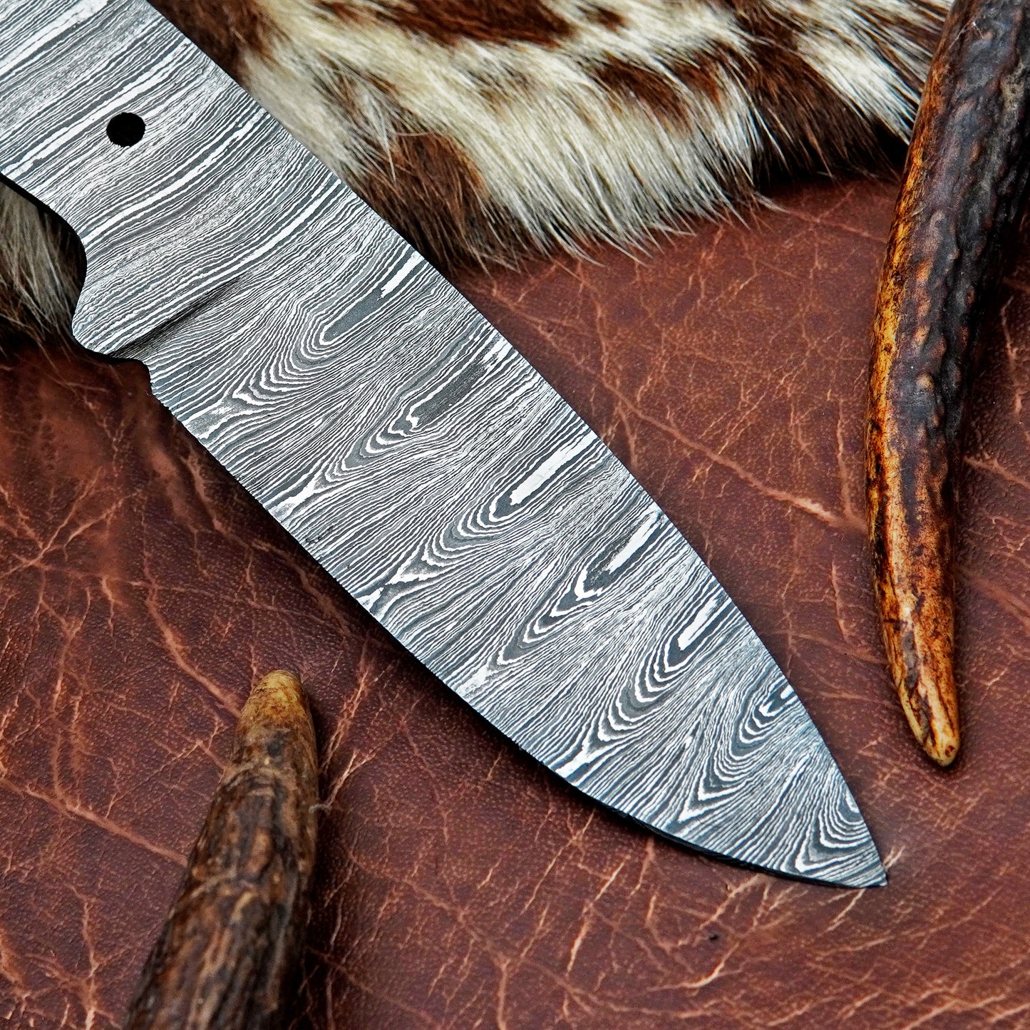 Damascus Steel Hunting Knife Blank 9.5” – Hand Forged Full Tang Blade NABB05