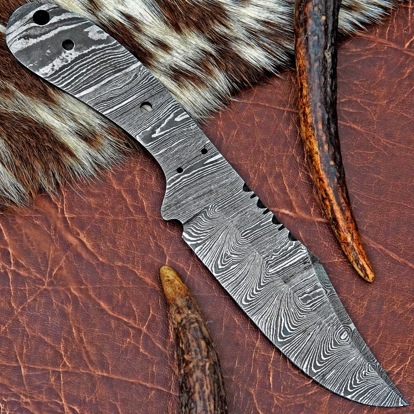 Damascus Steel Hunting Knife Blank 9” – Hand Forged Full Tang Blade NABB04