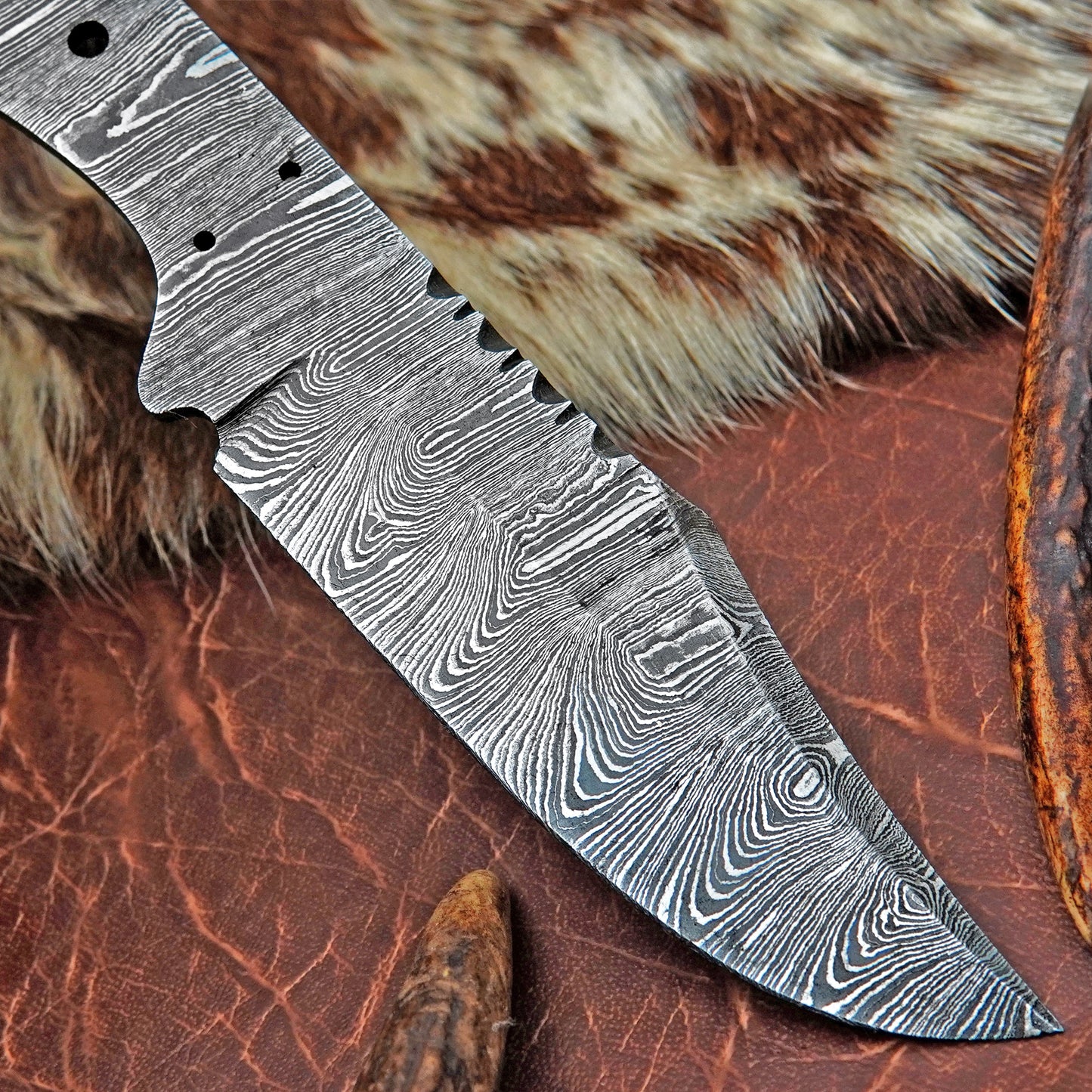 Damascus Steel Hunting Knife Blank 9” – Hand Forged Full Tang Blade NABB04