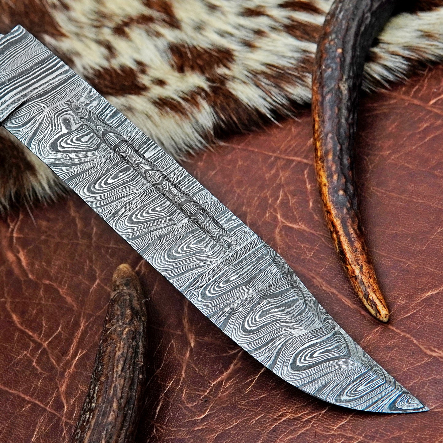 Damascus Steel Bowie Knife Blank 9.5” – Hand Forged Full Tang Blade NABB06