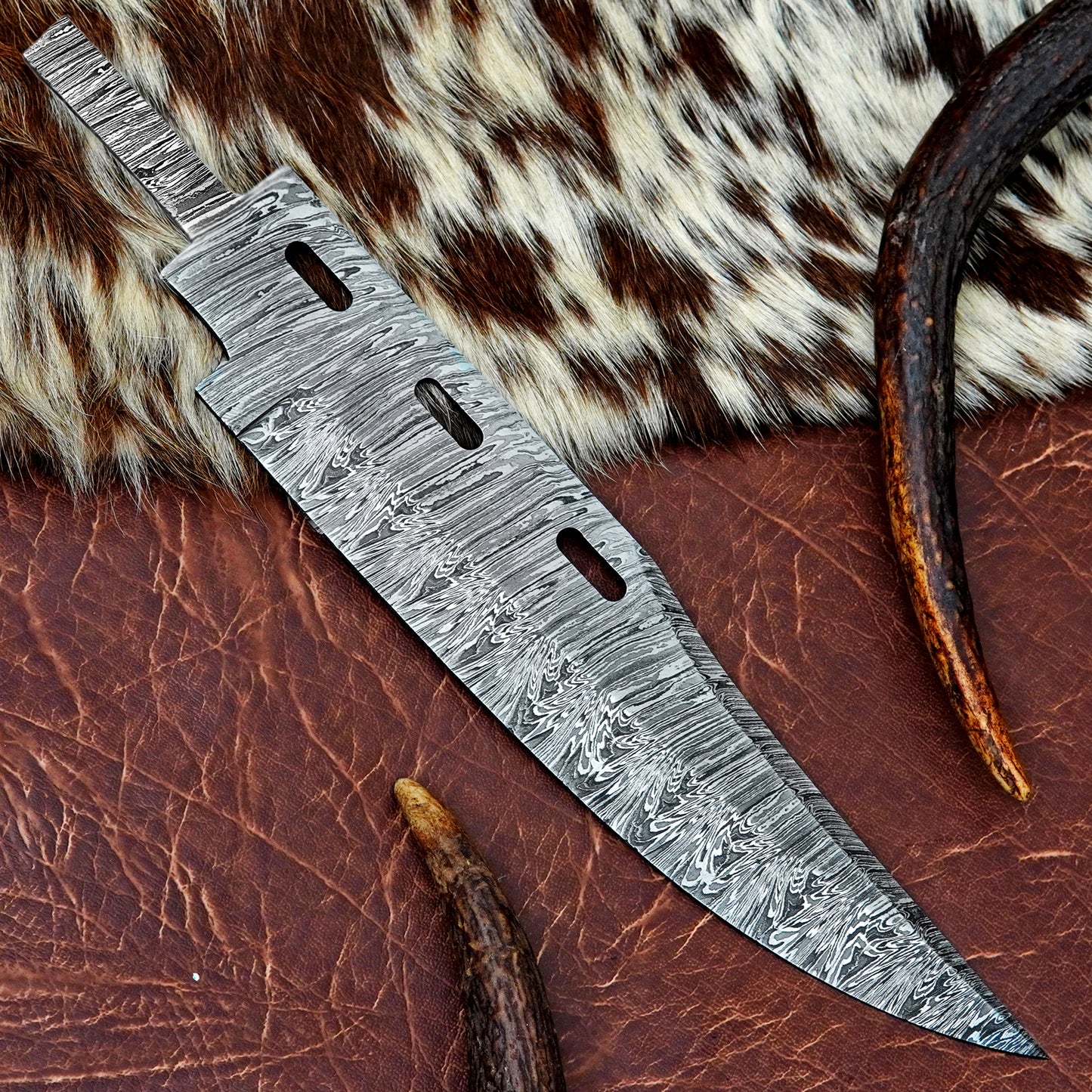 Damascus Steel Bowie Knife Blank 12.5” – Hand Forged Full Tang Blade NABB08