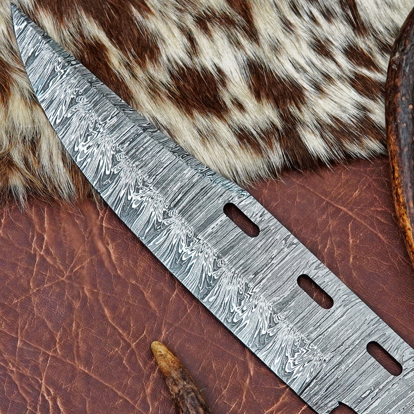 Damascus Steel Bowie Knife Blank 12.5” – Hand Forged Full Tang Blade NABB08