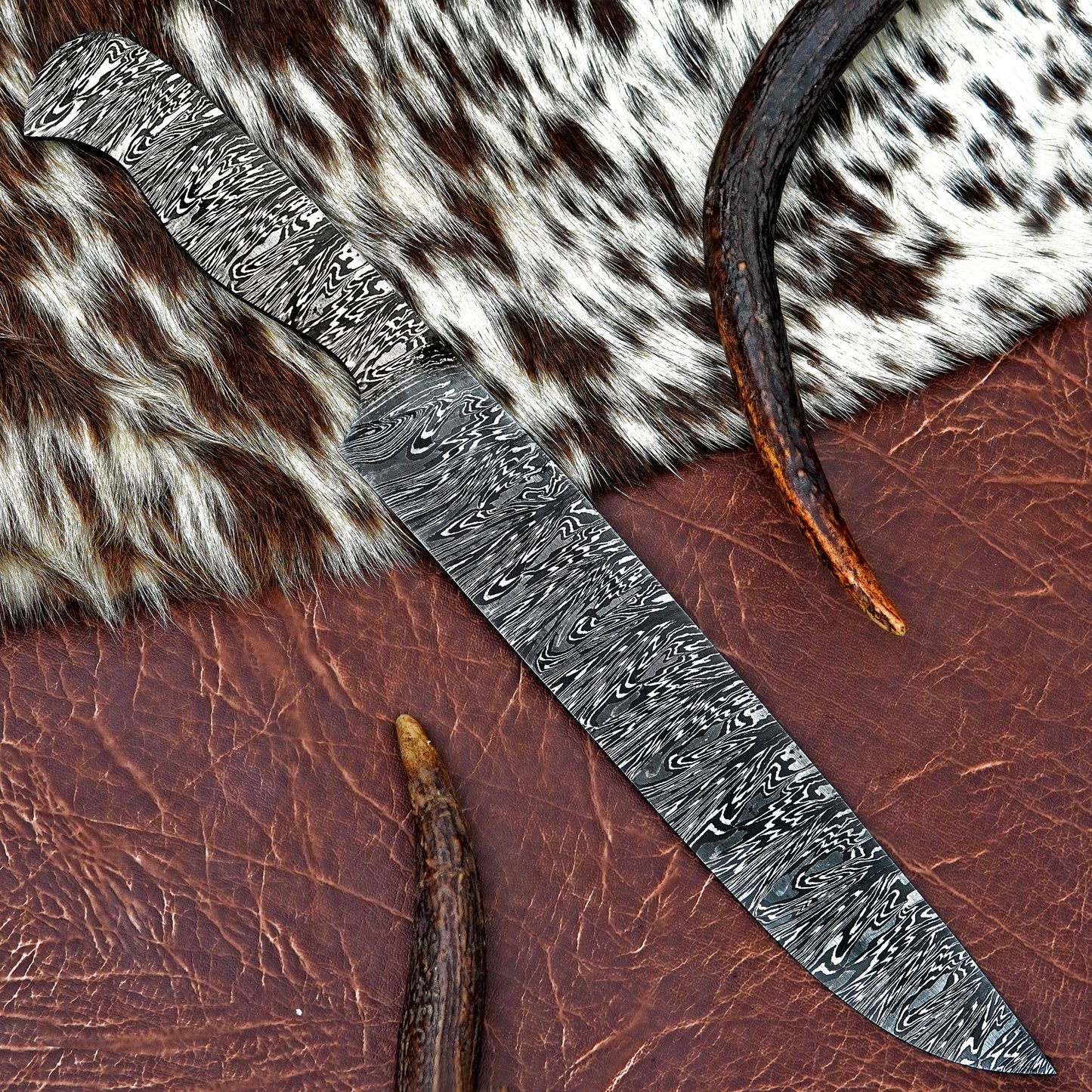 Damascus Steel Chef Knife Blank 14.5” – Hand Forged Full Tang Blade NABB11