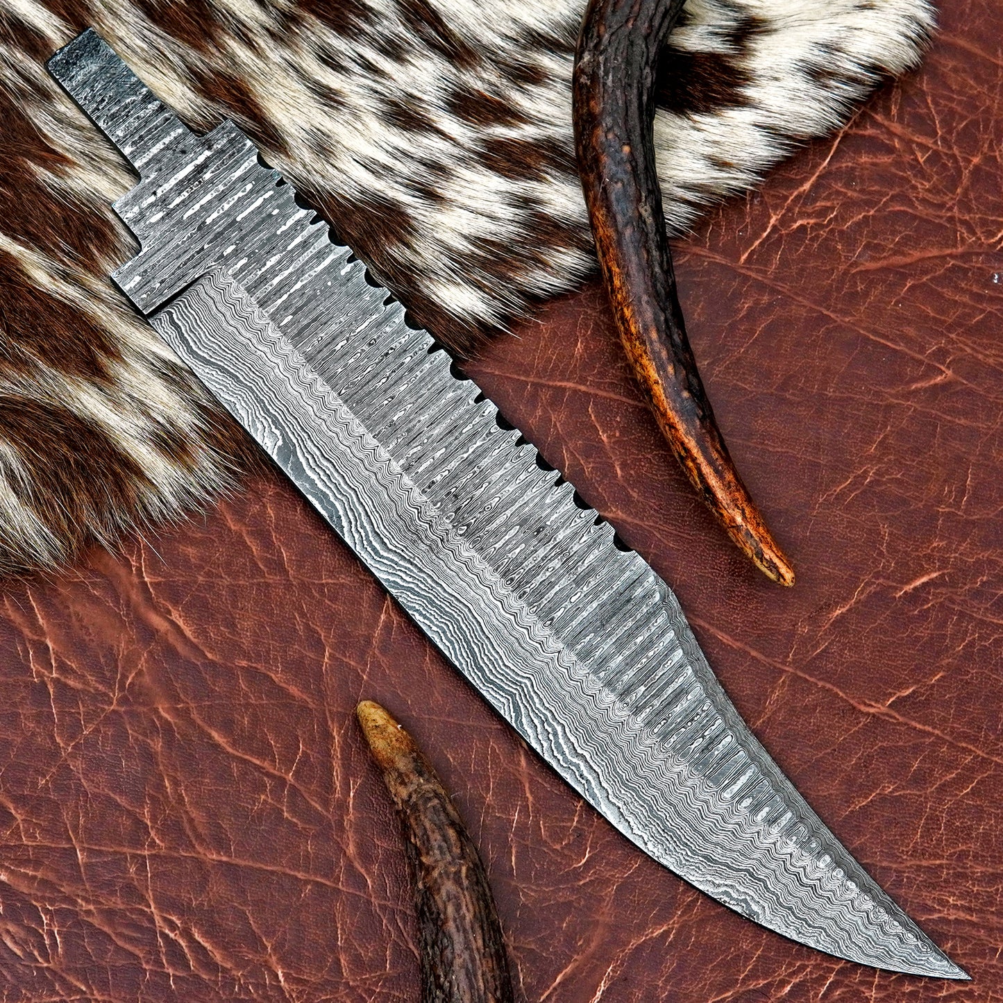 Damascus Steel Bowie Knife Blank 11.75” – Hand Forged Full Tang Blade NABB09