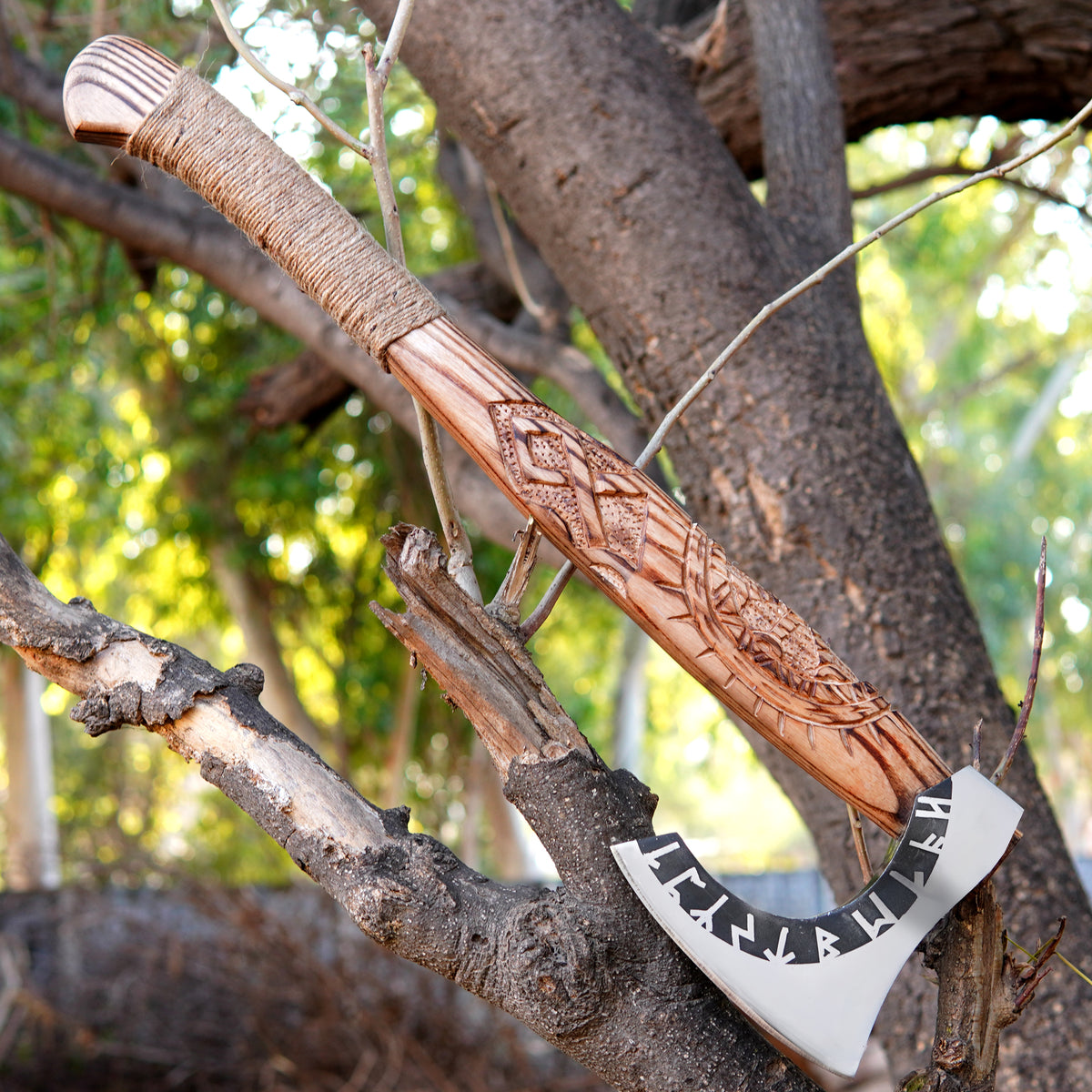 1095 Carbon Steel Hand Forged Camping Axe Hunting Bushcraft Survival Axe ARSAXE15b