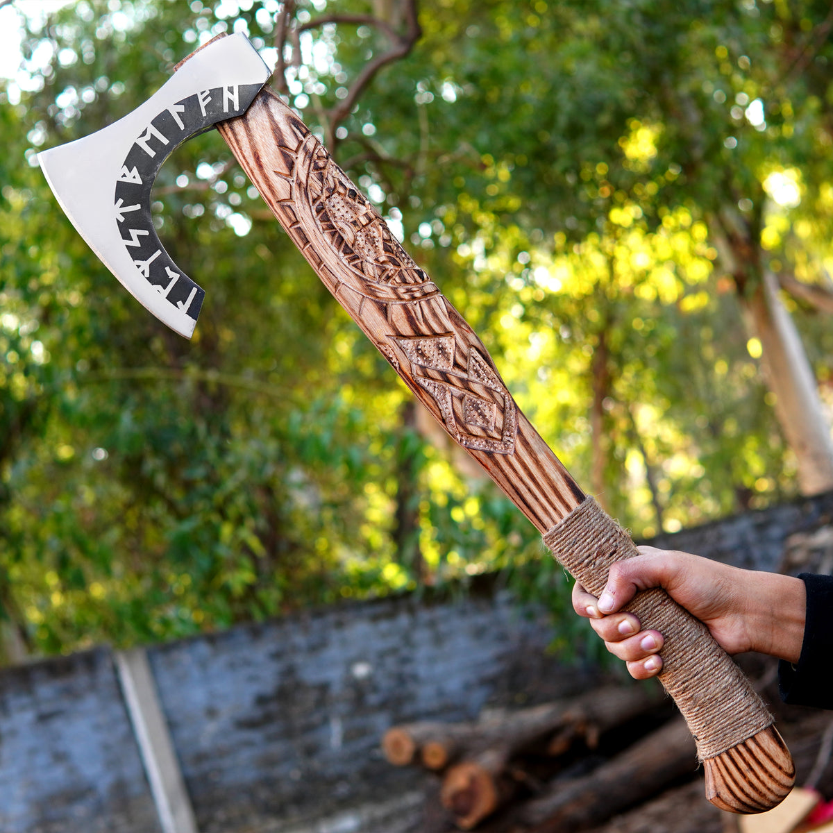 1095 Carbon Steel Hand Forged Camping Axe Hunting Bushcraft Survival Axe ARSAXE15b