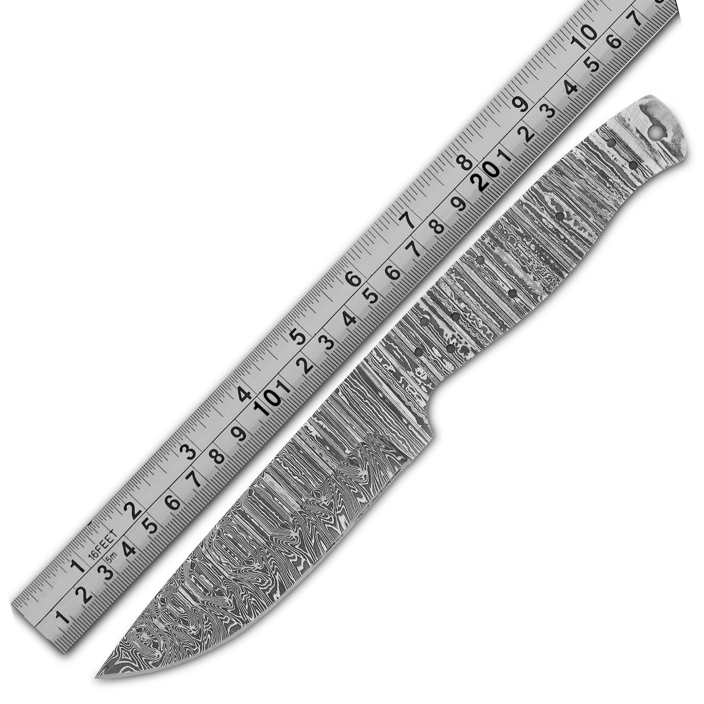 Damascus Steel Knife Making Kit 10.5” – Hand Forged Hunting & Skinner Full Tang Blade with Maple Wood Handle NAKIT04