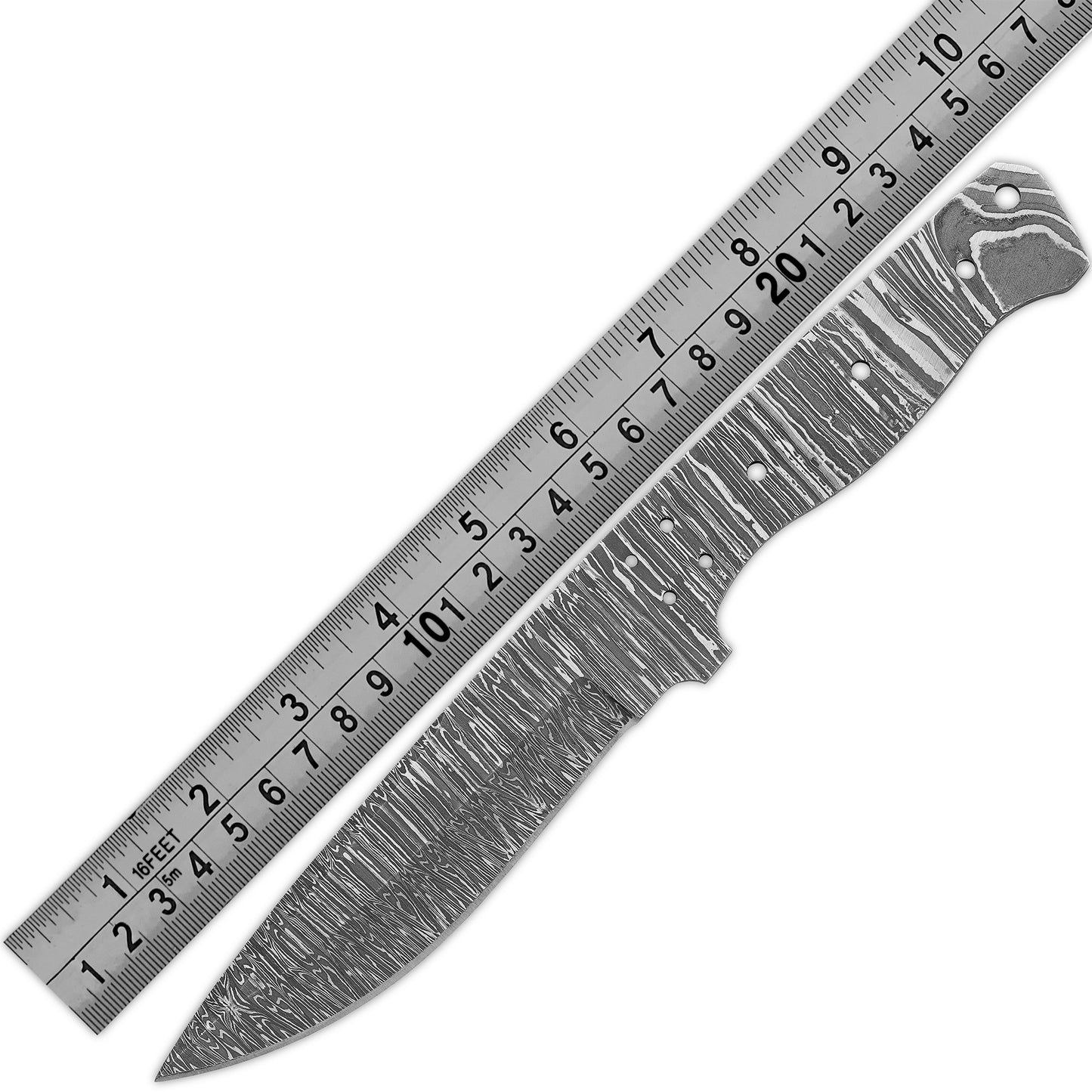 Damascus Steel Knife Making Kit 10” – Hand Forged Hunting Full Tang Blade with African Red Padauk Wood Handle NAKIT07