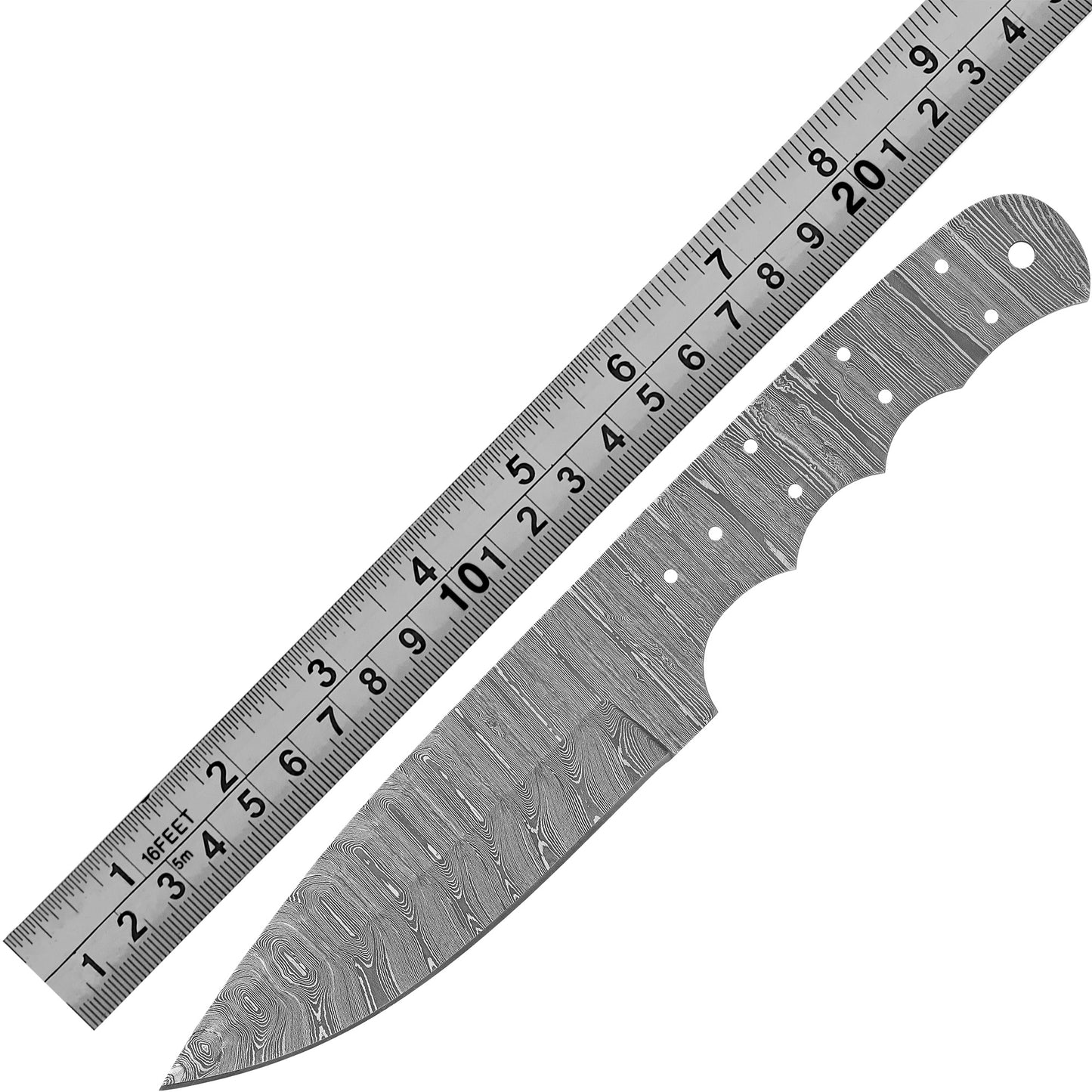 Damascus Steel Knife Making Kit 8.5” – Hand Forged Hunting & Skinner Full Tang Blade with Mulberry Wood Handle NAKIT03