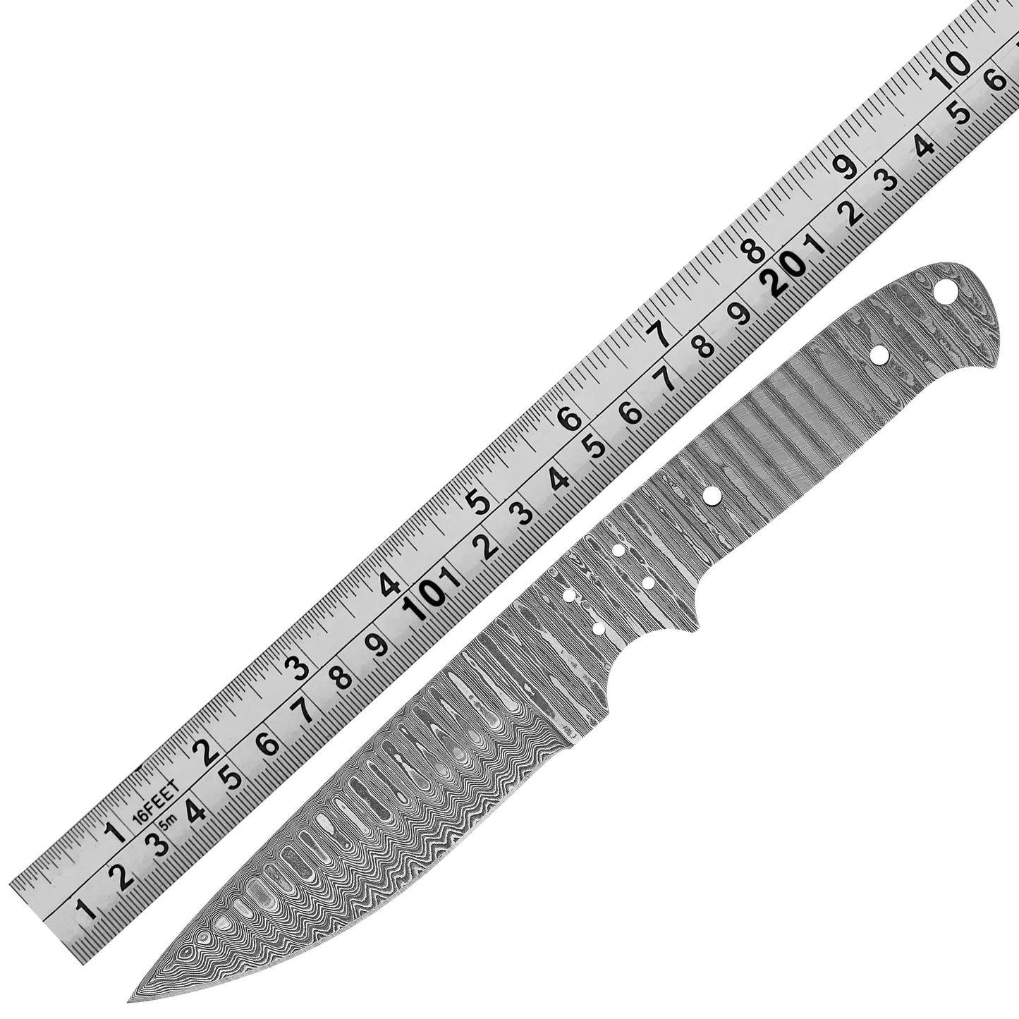 Damascus Steel Knife Making Kit 9” – Hand Forged Hunting Full Tang Blade with Musket Wood Handle NAKIT01