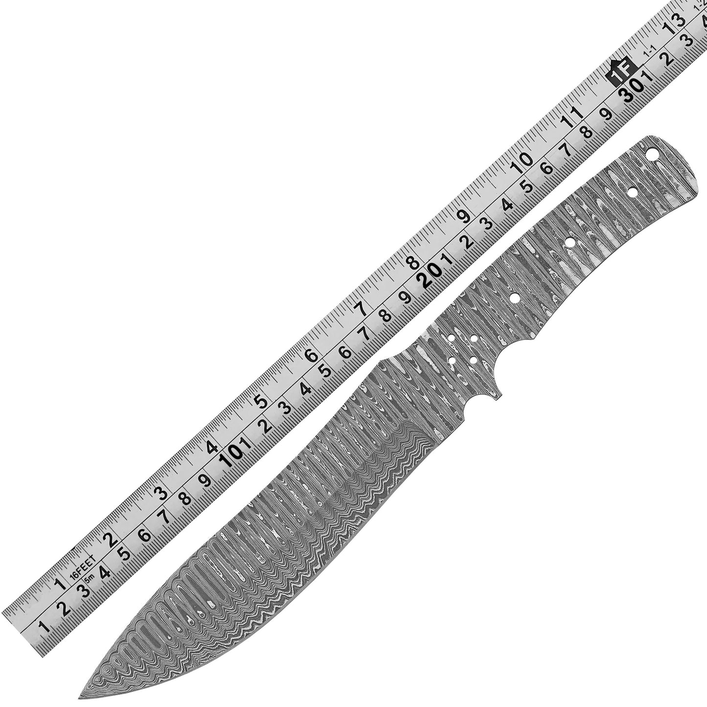 Damascus Steel Knife Making Kit 12” – Hand Forged Hunting & Skinner Full Tang Blade with African Red Padauk Wood Handle NAKIT14