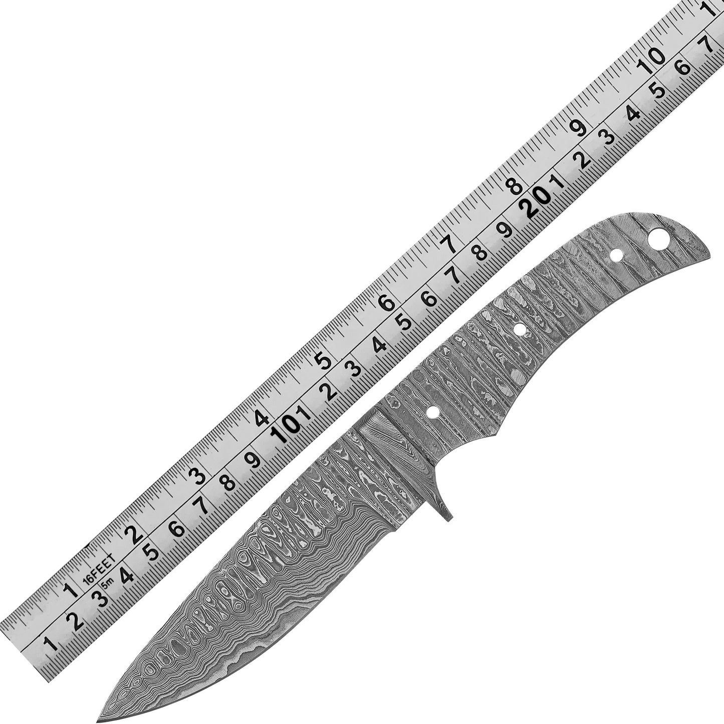 Damascus Steel Knife Making Kit 9” – Hand Forged Hunting & Skinner Full Tang Blade with Rose Wood Handle & Damascus Bolster NAKIT11