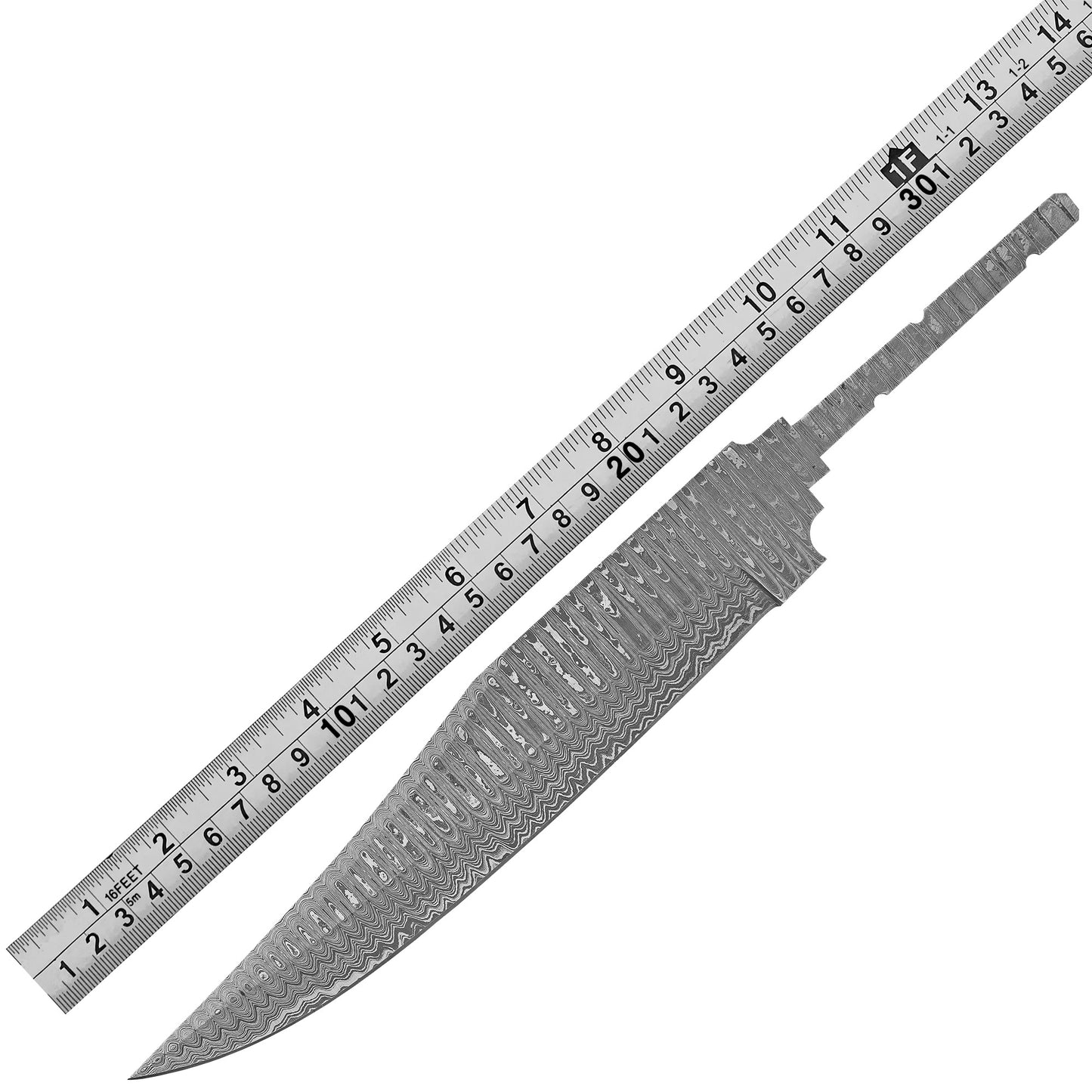 Damascus Steel Knife Making Kit 13” – Hand Forged Bowie Full Tang Hunting Blade with African Red Padauk Wood Handle & Damascus Bolster NAKIT15