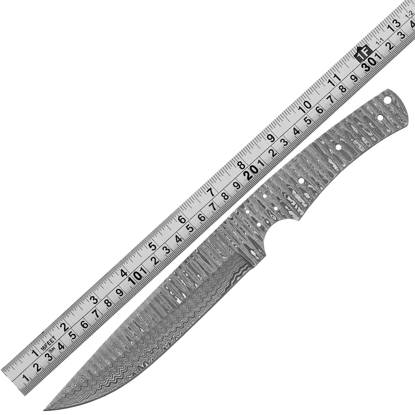 Damascus Steel Knife Making Kit 12” – Hand Forged Bowie Full Tang Hunting Blade with Mulberry Wood Handle NAKIT12