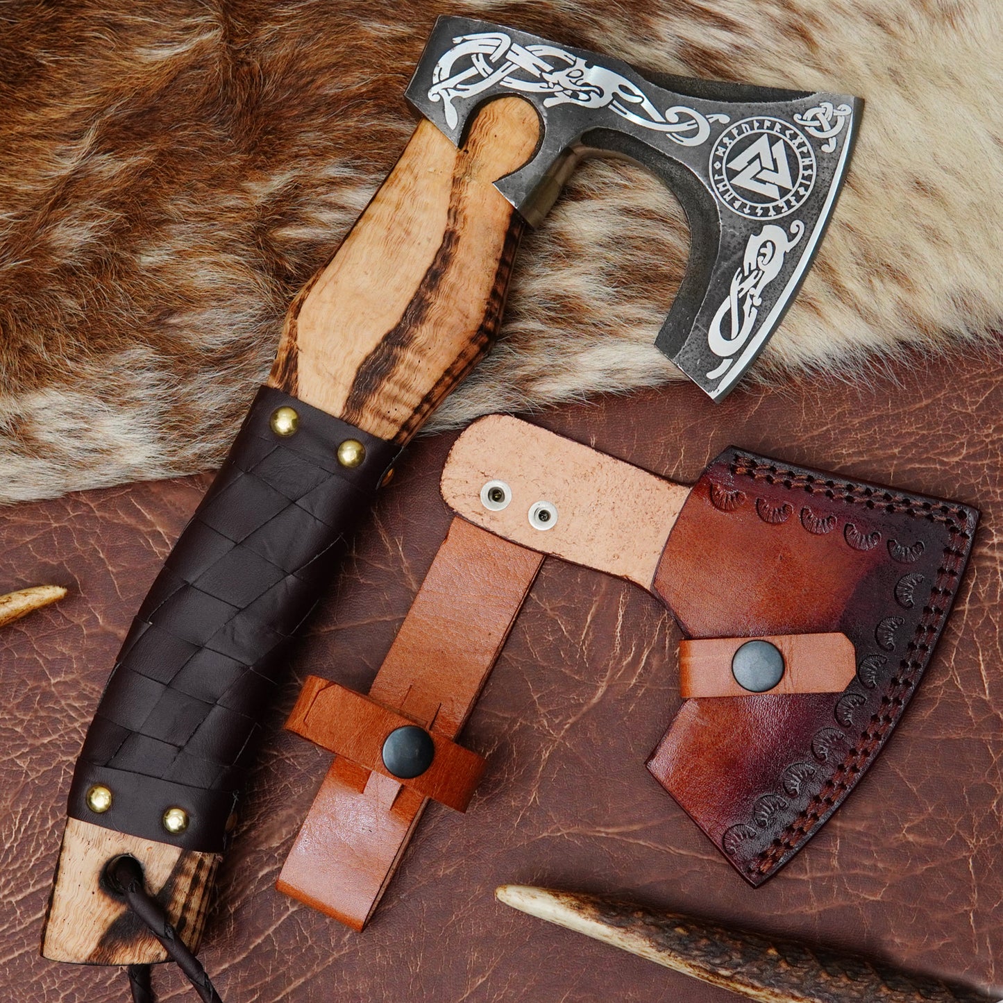 Carbon Steel Outdoor Axe 13” – Custom Camping Axe, Viking Axe, Nordic Axe KHAXE01