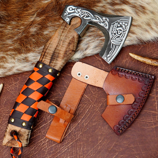 Carbon Steel Outdoor Axe 13” – Custom Camping Axe, Viking Axe, Nordic Axe KHAXE02