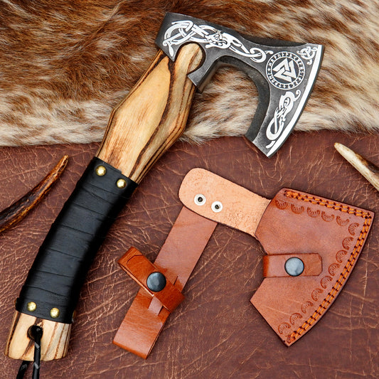 Carbon Steel Outdoor Axe 13” – Custom Camping Axe, Viking Axe, Nordic Axe KHAXE03