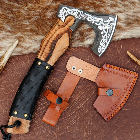 Carbon Steel Outdoor Axe 13” – Custom Camping Axe, Viking Axe, Nordic Axe KHAXE04