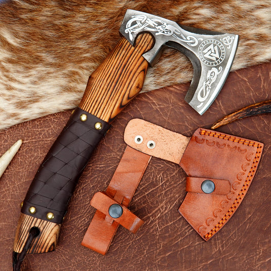 Carbon Steel Outdoor Axe 13” – Custom Camping Axe, Viking Axe, Nordic Axe KHAXE05