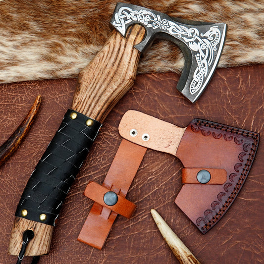 Carbon Steel Outdoor Axe 13” – Custom Camping Axe, Viking Axe, Nordic Axe KHAXE06