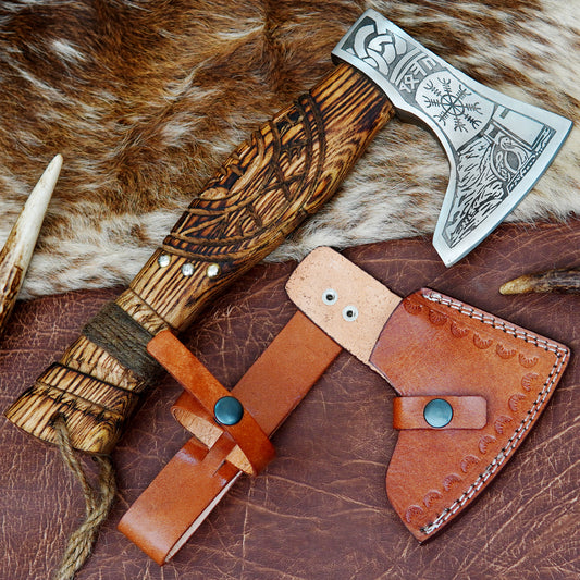 Carbon Steel Outdoor Axe 13” – Custom Camping Axe, Viking Axe, Nordic Axe KHAXE07