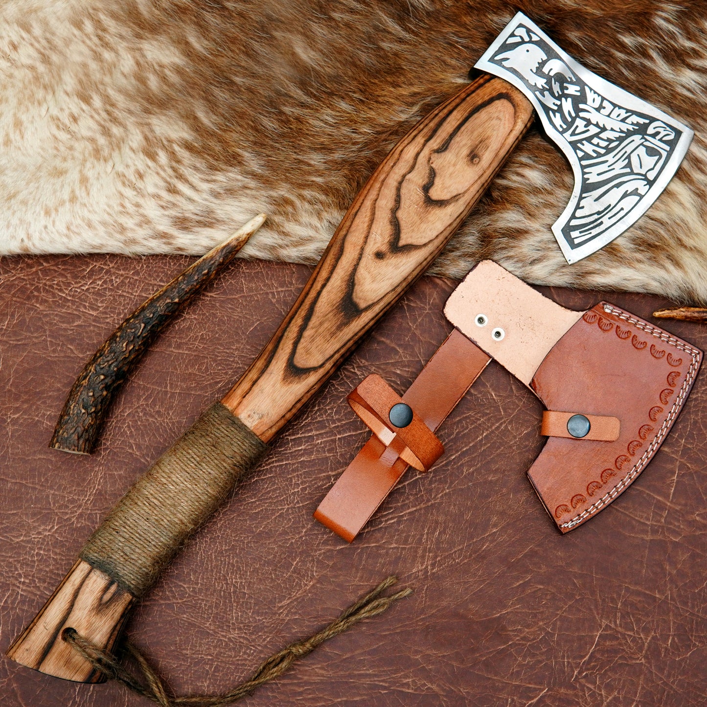 Carbon Steel Outdoor Axe 22” – Custom Camping Axe, Viking Axe, Nordic Axe KHAXE09