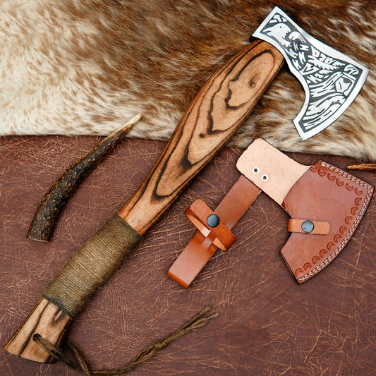 Carbon Steel Outdoor Axe 22” – Custom Camping Axe, Viking Axe, Nordic Axe KHAXE09