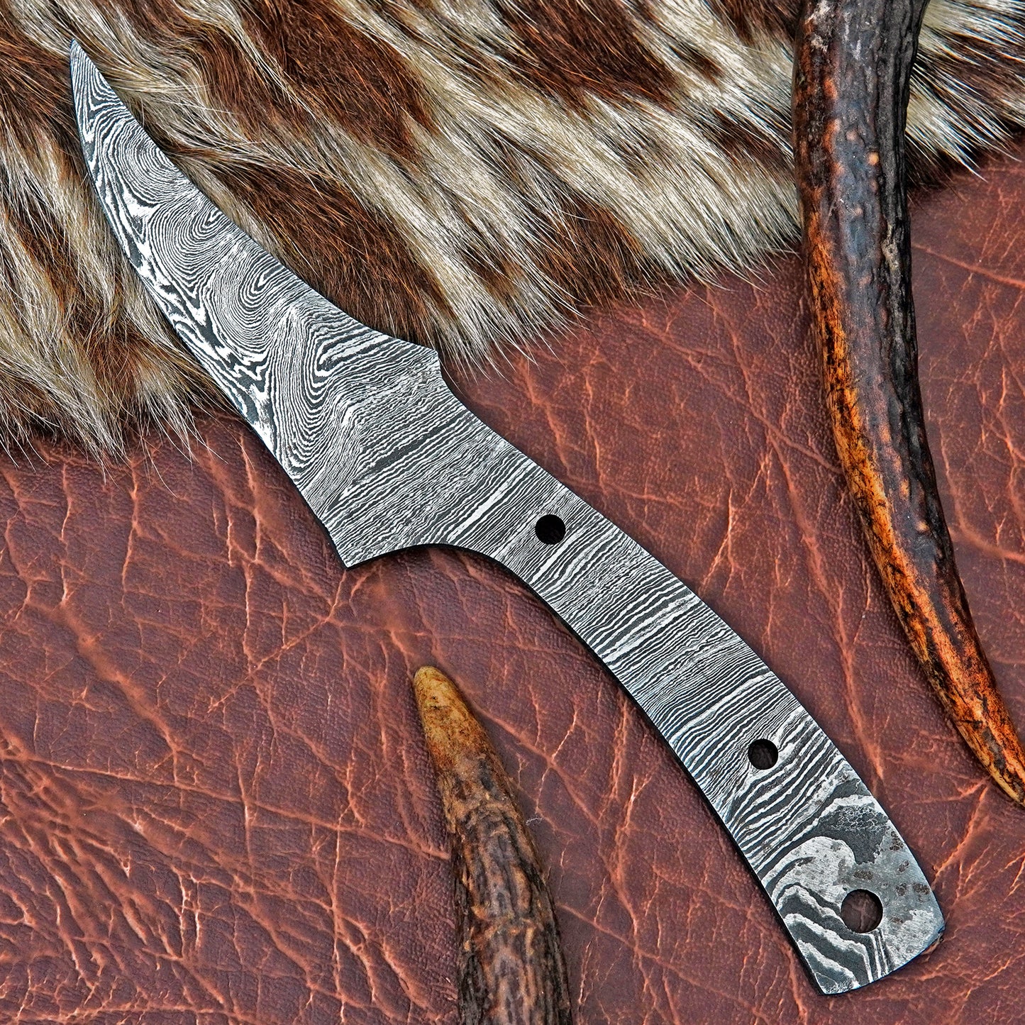 Damascus Steel Skinner Knife Blank 8” – Hand Forged Full Tang Blade NABB02