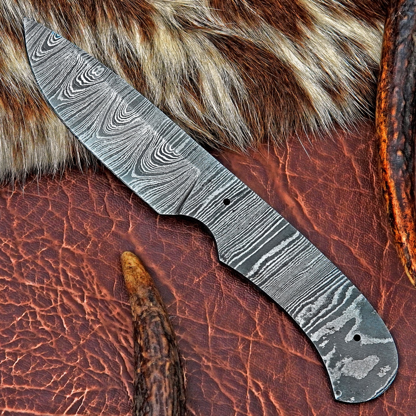 Damascus Steel Skinner Knife Blank 7” – Hand Forged Full Tang Blade NABB03
