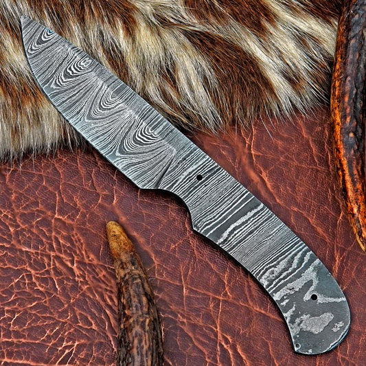 Damascus Steel Skinner Knife Blank 7” – Hand Forged Full Tang Blade NABB03