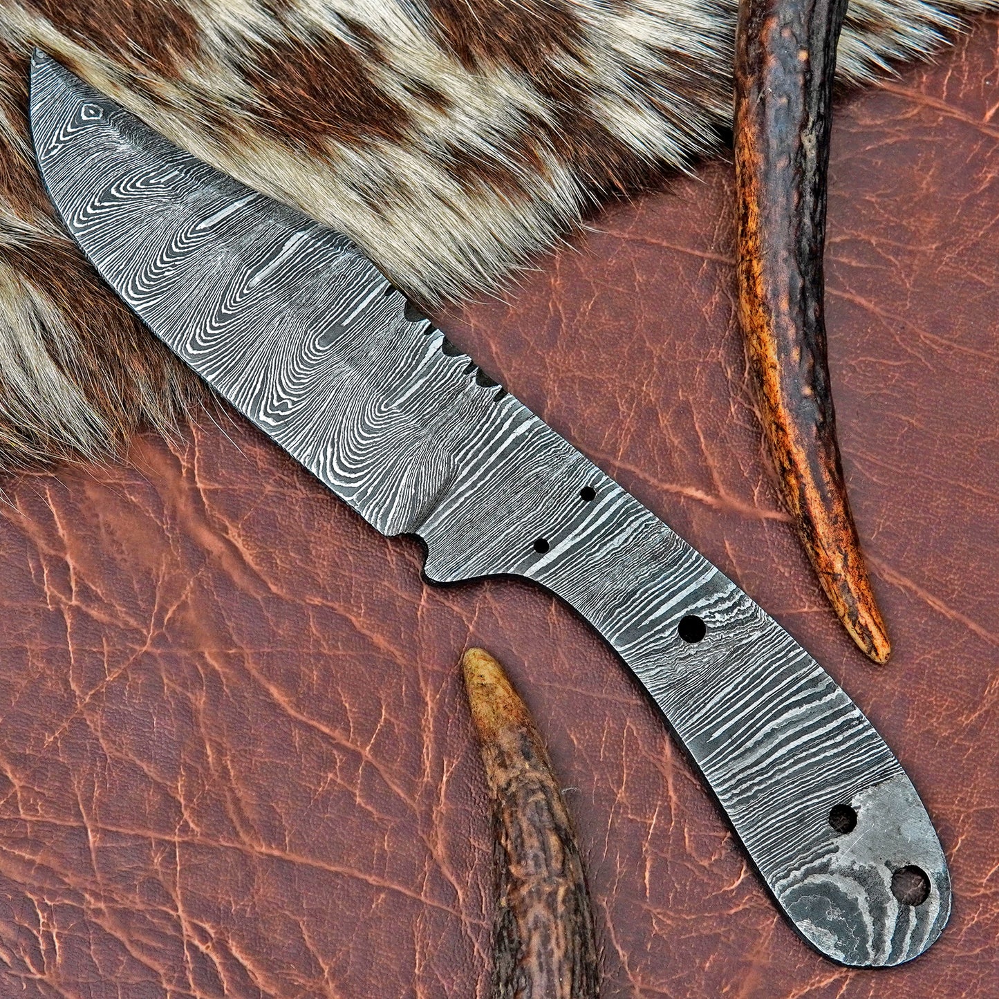 Damascus Steel Hunting Knife Blank 9” – Hand Forged Full Tang Blade NABB04
