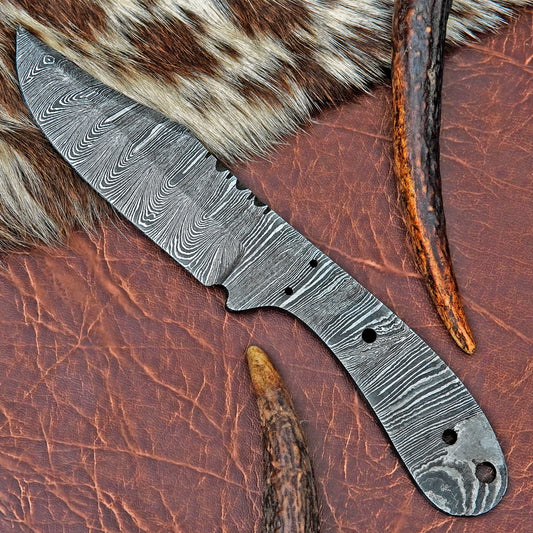 Damascus Steel Hunting Knife Blank 9” – Hand Forged Full Tang Blade NABB04