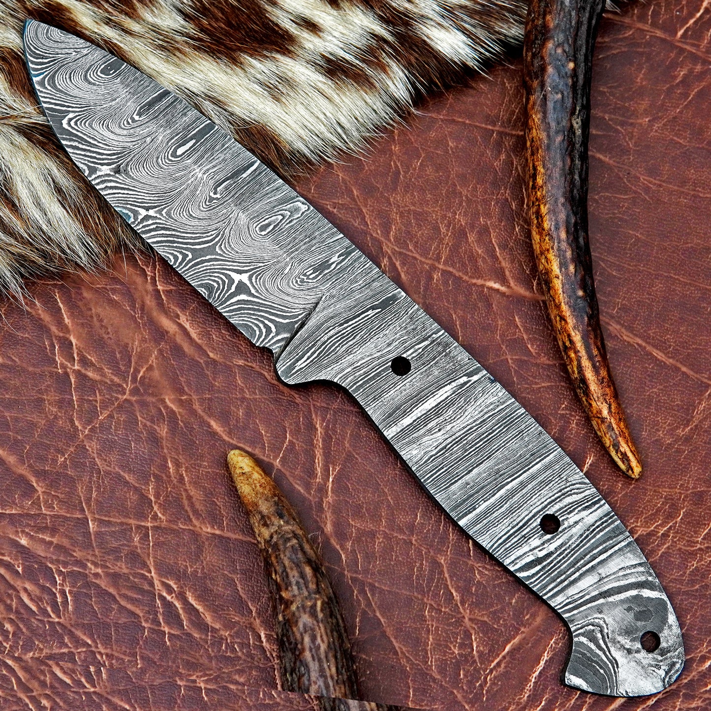 Damascus Steel Hunting Knife Blank 9.5” – Hand Forged Full Tang Blade NABB05