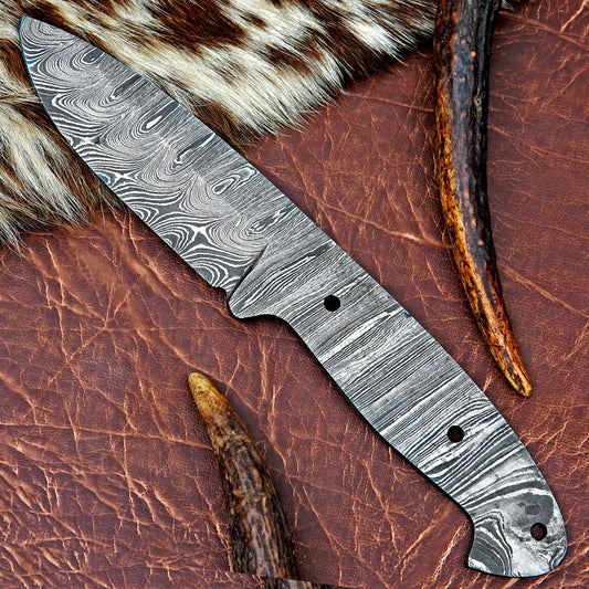 Damascus Steel Hunting Knife Blank 9.5” – Hand Forged Full Tang Blade NABB05