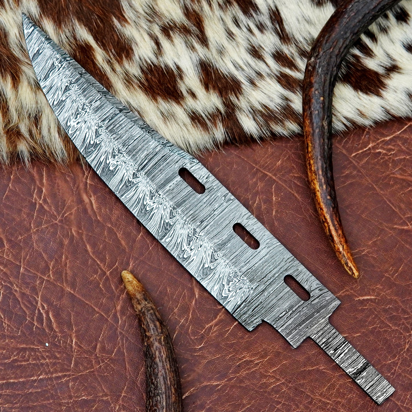 Damascus Steel Bowie Knife Blank 12.5” – Hand Forged Full Tang Blade NABB08