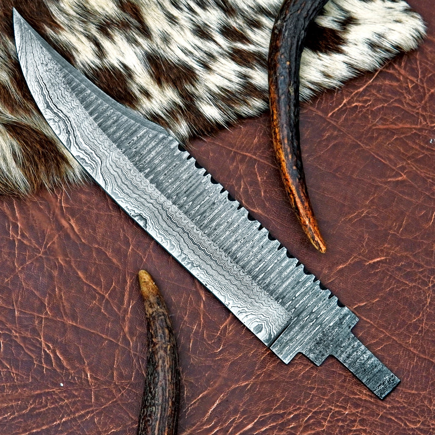 Damascus Steel Bowie Knife Blank 11.75” – Hand Forged Full Tang Blade NABB09