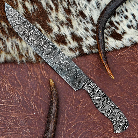 Damascus Steel Chef Knife Blank 14.5” – Hand Forged Full Tang Blade NABB11